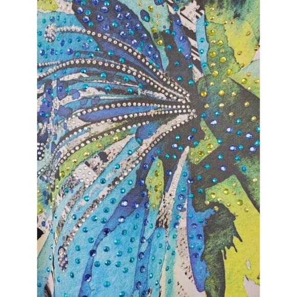 Jess & Jane Womens Large Top Lagenlook Floral Bohemian White Abstract Colorful - Picture 2 of 9